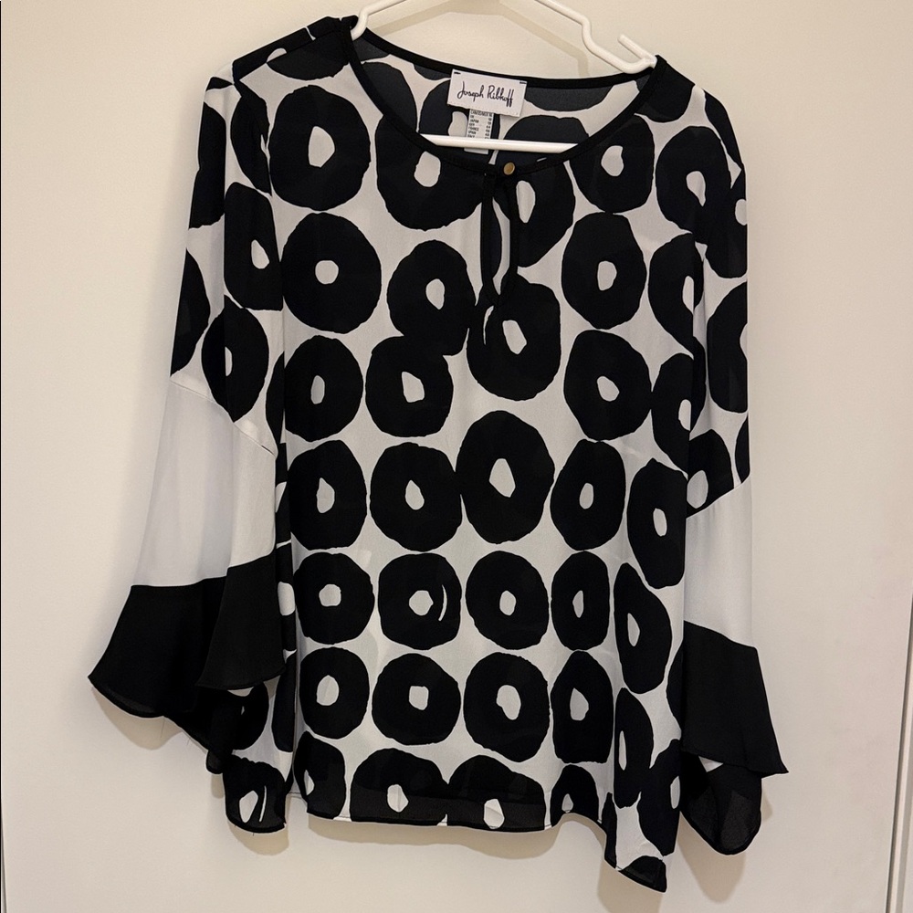 Joseph Ribkoff Monochrome Circle Print Blouse